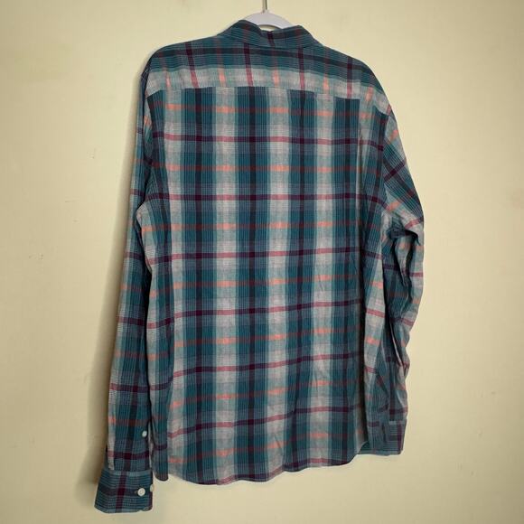 Penguin Men’s Button Down Shirt Blue Green Plaid Long Sleeve NWT Size 2XL - Picture 6 of 11